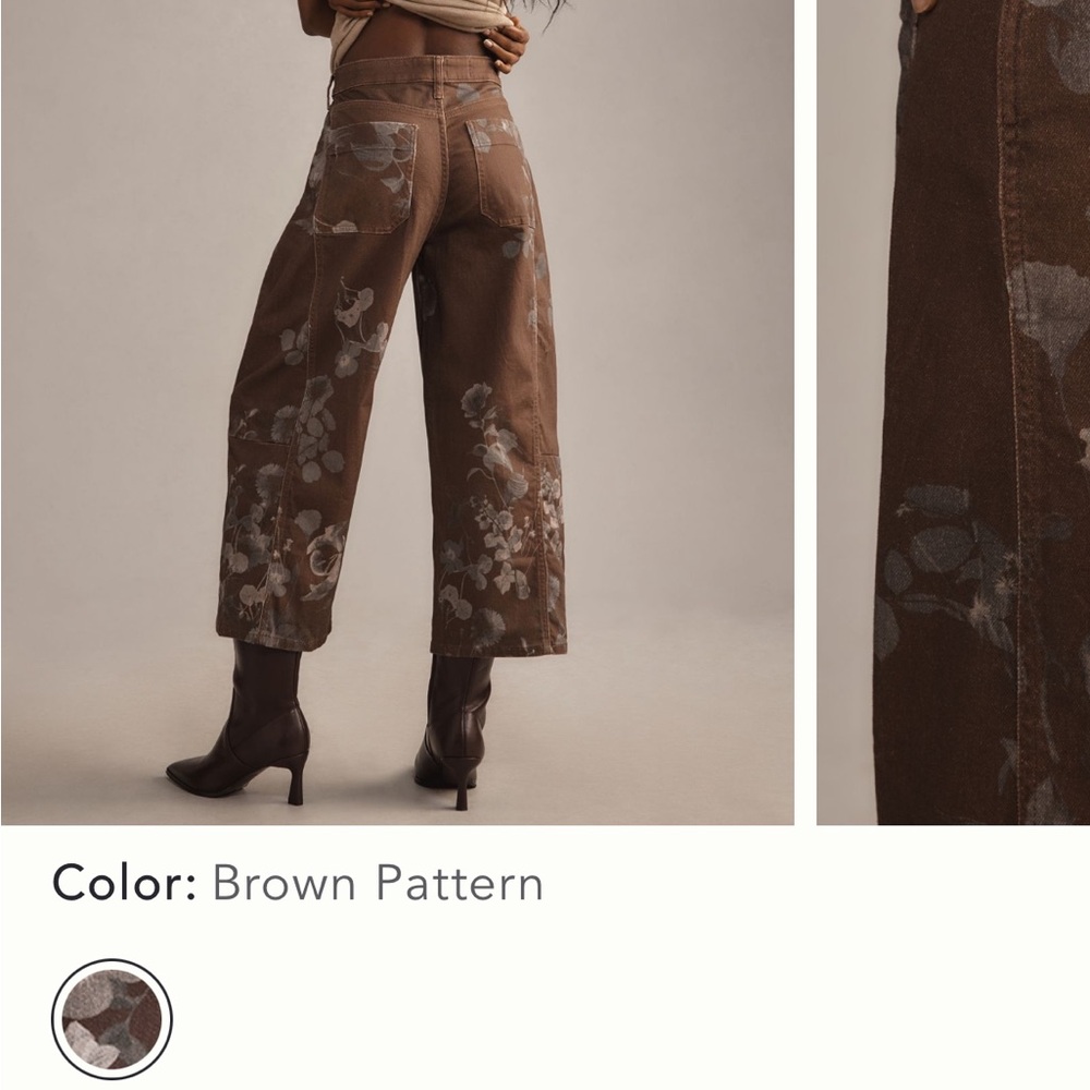 Pilcro Brown Floral Cropped Pants - Picture 2 of 6